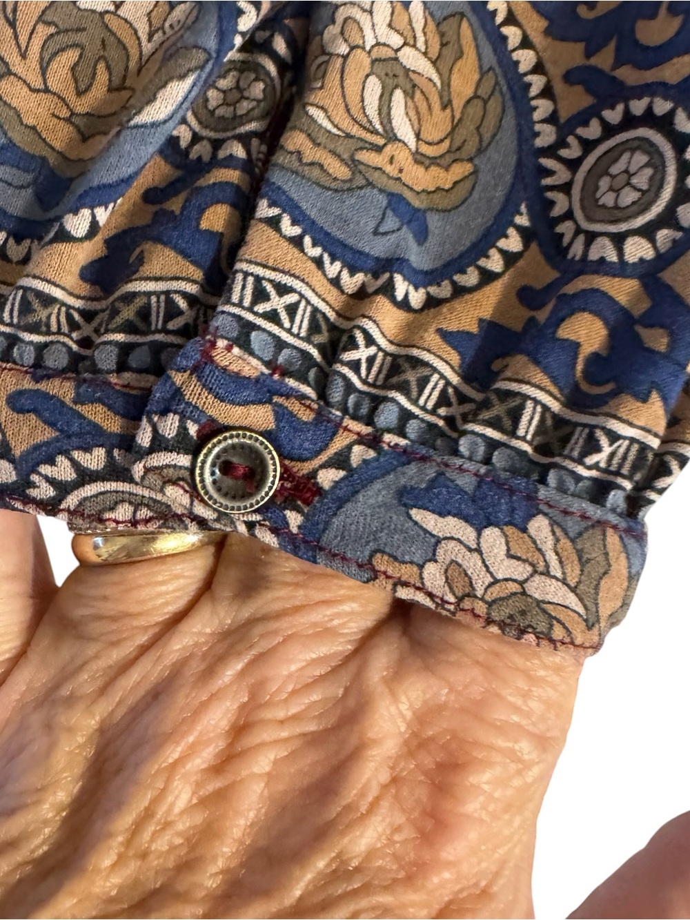 LUCKY BRAND  Burgundy/Blue/Taupe Floral Print Top FALL!!!   LARGE   #W - Picture 5 of 9